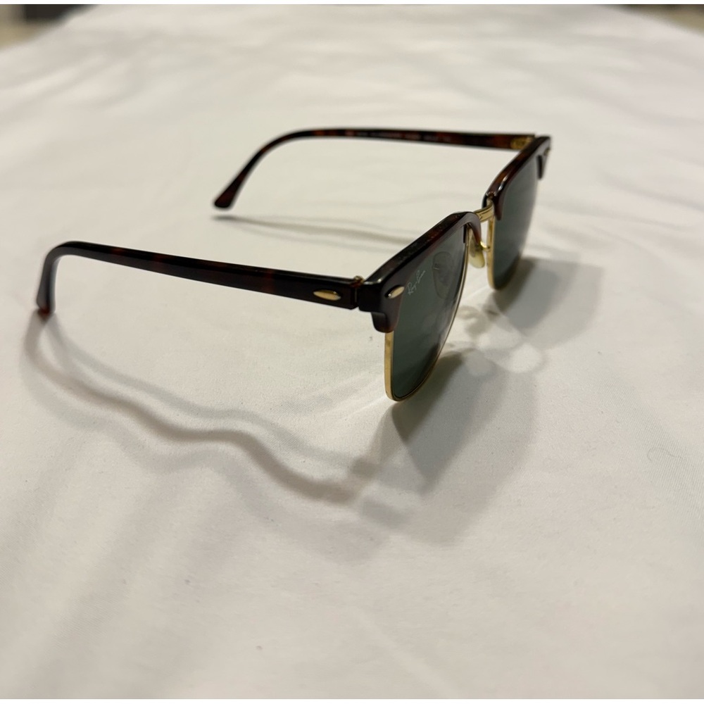 Ray-Ban Clubmaster Classis Polished Tortoise On Gold-Green Lenses Sunglasses